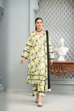 Fresh Lily Print 3-Piece Lawn Suit