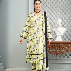 Fresh Lily Print 3-Piece Lawn Suit
