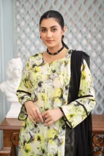 Fresh Lily Print 3-Piece Lawn Suit