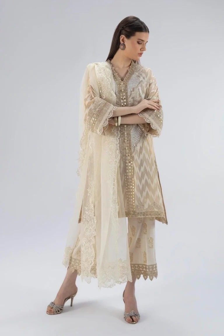 Golden Organza Jacquard Baggy Shirt